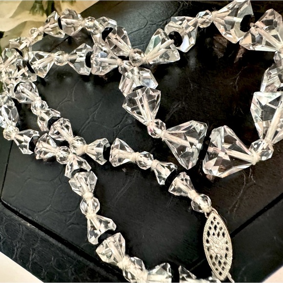 Vintage Handmade Swarovski Crystal Necklace & Earrings Matching Jewelry set 14k - Picture 1 of 16